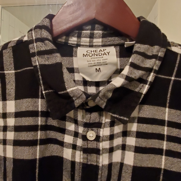 Mens Cheap Monday Check Long Sleeve Button Up Med - Picture 2 of 4